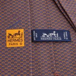 Hermes Blue/Orange Keyboard Print Silk Tie