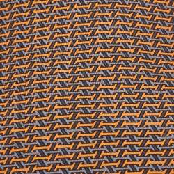 Pre Owned Hermes Orange Printed Silk Tie