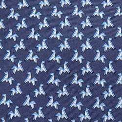 Pre Owned Hermes Blue Origami Horse Print Silk Tie