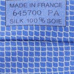 Pre Owned Hermes Blue Tennis Net Print Silk Tie