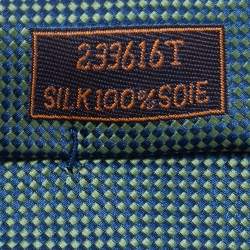 Hermes Green/Blue Patterned Silk Tie