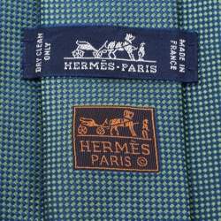 Hermes Green/Blue Patterned Silk Tie