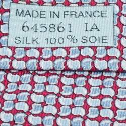 Pre Owned Hermès Dark Pink/Blue Helmet Print Silk Tie