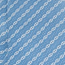 Pre Owned Hermès Blue Levez l'Ancre Printed Silk Slim Tie