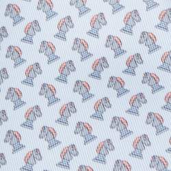 Hermès Blue Echec et Mat Twillbi Printed Silk Slim Tie
