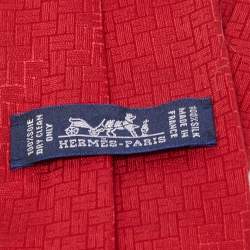 Hermès Red H Silk Jacquard Tie