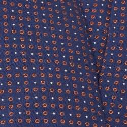 Pre Owned Hermes Navy Blue Cercles Et Pois Silk & Wool Jacquard Slim Tie