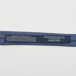 Pre Owned Hermès Navy Blue Mega Chariot Silk Jacquard Slim Tie