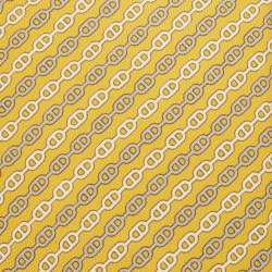 Hermès Yellow Levez l'Ancre Printed Silk Slim Tie
