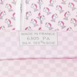 Pre Owned Hermès Pink Echec Et Mat Printed Silk Slim Tie
