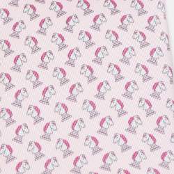 Pre Owned Hermès Pink Echec Et Mat Printed Silk Slim Tie