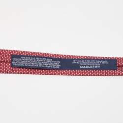 Pre Owned Hermès Red 7 Mega Chariot Silk Jacquard Slim Tie