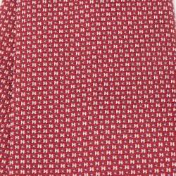 Pre Owned Hermès Red 7 Mega Chariot Silk Jacquard Slim Tie