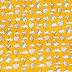 Hermès Yellow Up In The Clouds Printed Silk Slim Tie