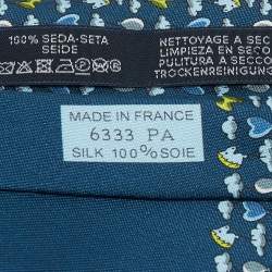Pre Owned Hermes Blue Balloon Print Silk Skinny Tie