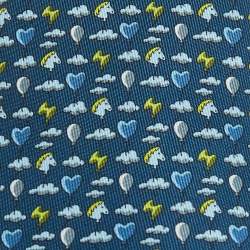 Pre Owned Hermes Blue Balloon Print Silk Skinny Tie