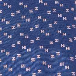 Pre Owned Hermès Navy Blue H Patterned Silk Tie