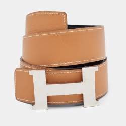 Hermes Black Box Leather Constance Belt 85CM