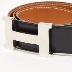 Hermes Black Box Leather Constance Belt 85CM