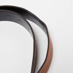 Pre Owned Hermes Gold/Black Chamonix and Togo Leather H Buckle Reversible Belt 90CM
