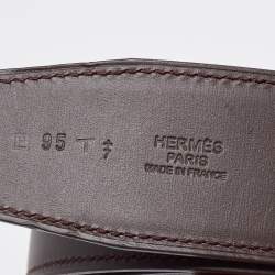 مملوكة مسبقًا Hermes Chocolat/Rouge Sift and Epsom Leather Constance Reversible Belt 95 CM