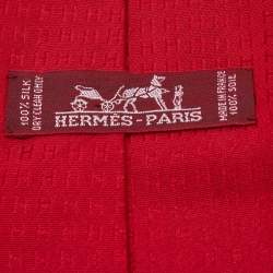 Pre Owned Hermès  Red Faconne H Silk Jacquard Tie