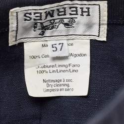 Hermès Navy Blue Cotton & Linen Lined Baseball Cap (57)