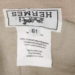 Pre Owned Hermès Light Grey Logo Embroidered Cotton Baseball Cap Size 61