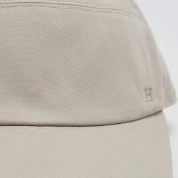 Pre Owned Hermès Light Grey Logo Embroidered Cotton Baseball Cap Size 61