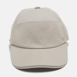 Pre Owned Hermès Light Grey Logo Embroidered Cotton Baseball Cap Size 61