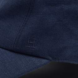 Hermès Blue Logo Embroidered Linen Baseball Cap Size 58