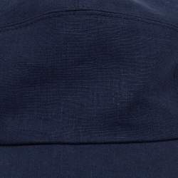 Hermès Blue Logo Embroidered Linen Baseball Cap Size 58