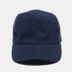 Hermès Blue Logo Embroidered Linen Baseball Cap Size 58