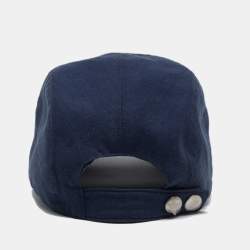 Hermès Blue Logo Embroidered Linen Baseball Cap Size 58