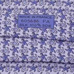 Pre Owned Hermes Blue Octopus & Starfish Print Silk Tie 