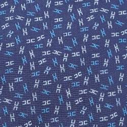 Hermes Navy Blue All-Over Patterned Silk Tie