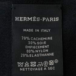 Hermes Navy Blue Cashmere Blend Nylon Pocket Detailed Just In Case Muffler  