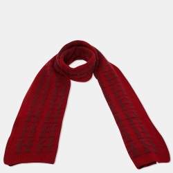 Pre Owned Hermes Red Monogram Cashmere Muffler