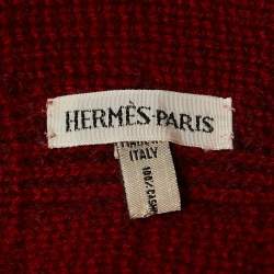 Pre Owned Hermes Red Monogram Cashmere Muffler