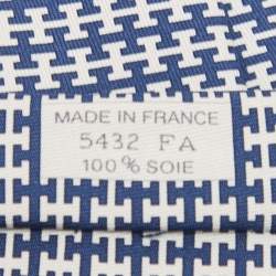 Pre Owned Hermes Navy Blue H Print Silk Traditional Tie