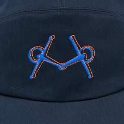 Pre Owned Hermes Midnight Blue Embroidered Cotton Baseball Cap Size 59