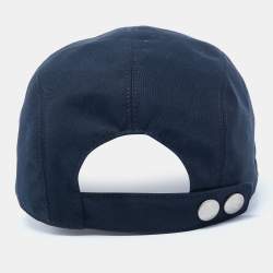 Pre Owned Hermes Midnight Blue Embroidered Cotton Baseball Cap Size 59