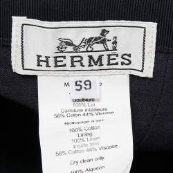 Pre Owned Hermes Midnight Blue Embroidered Cotton Baseball Cap Size 59