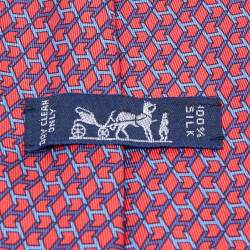 Hermès Red H Box Print Silk Tie