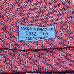 Hermès Red H Box Print Silk Tie