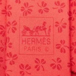 Hermes Red Clover Leaf Print Silk Traditional Tie