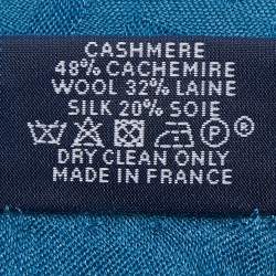 Hermes Ocean Blue Equip'H Cashmere Blend Stole
