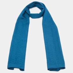 Hermes Ocean Blue Equip'H Cashmere Blend Stole