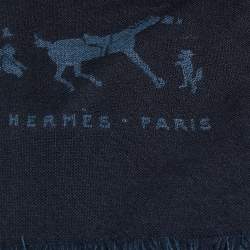Hermes Bicolor Equestrian Jacquard Reversible Cashmere & Silk Muffler