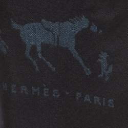 Hermes Bicolor Equestrian Jacquard Reversible Cashmere & Silk Muffler